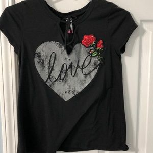 Size extra small one for juniors black tea with love on front